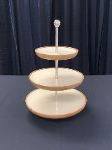 3 tiered wood&enamel stand