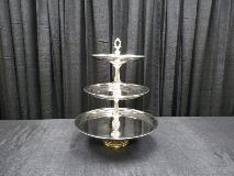 3 TIERED GOLD & STAINLESS FOOD OR DESSERT STAND
