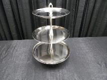 3 TIERED STAINLESS FOOD OR DESSERT STAND